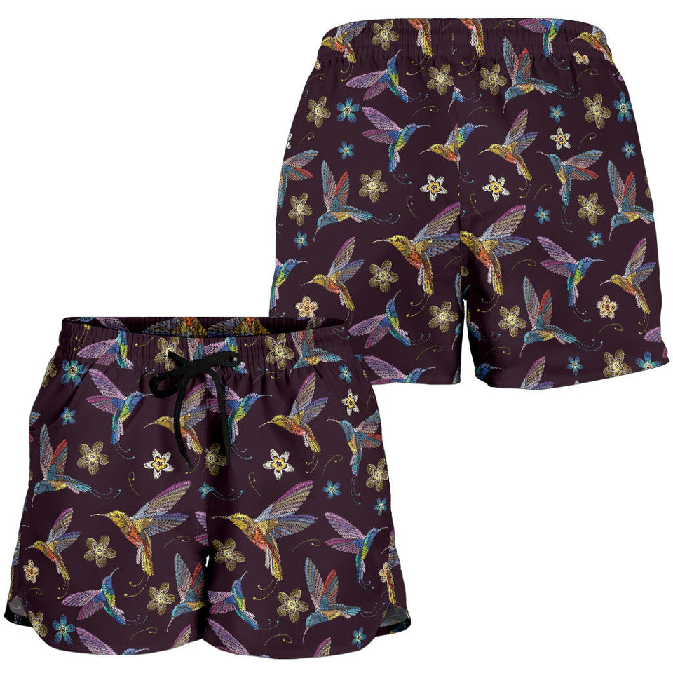 Hummingbird Pattern Print Design 04 Women Shorts