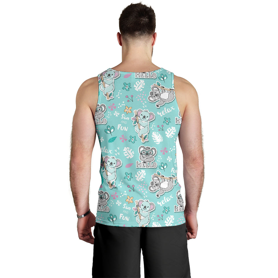 Cute koalas blue background pattern Men Tank Top