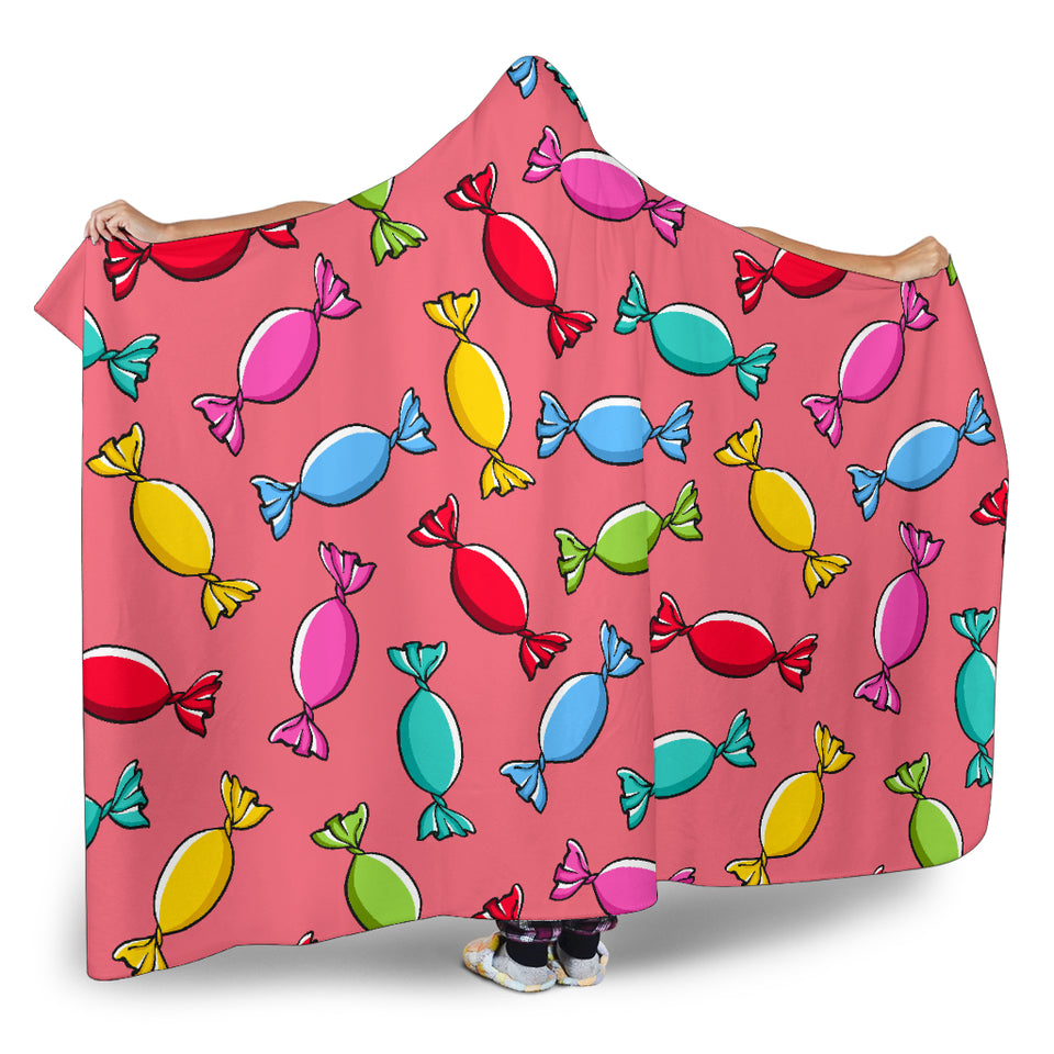 Colorful Wrapped Candy Pattern Hooded Blanket