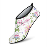 Beautiful Pink Lotus Waterlily Leaves Pattern Aqua Shoes