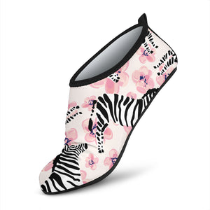 Zebra Pink Flower Background Aqua Shoes