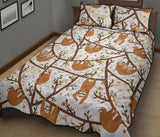 Sloths hanging on the tree pattern Quilt Bed Set