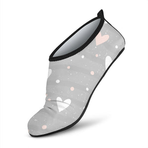 Heart Pattern Gray Background Aqua Shoes