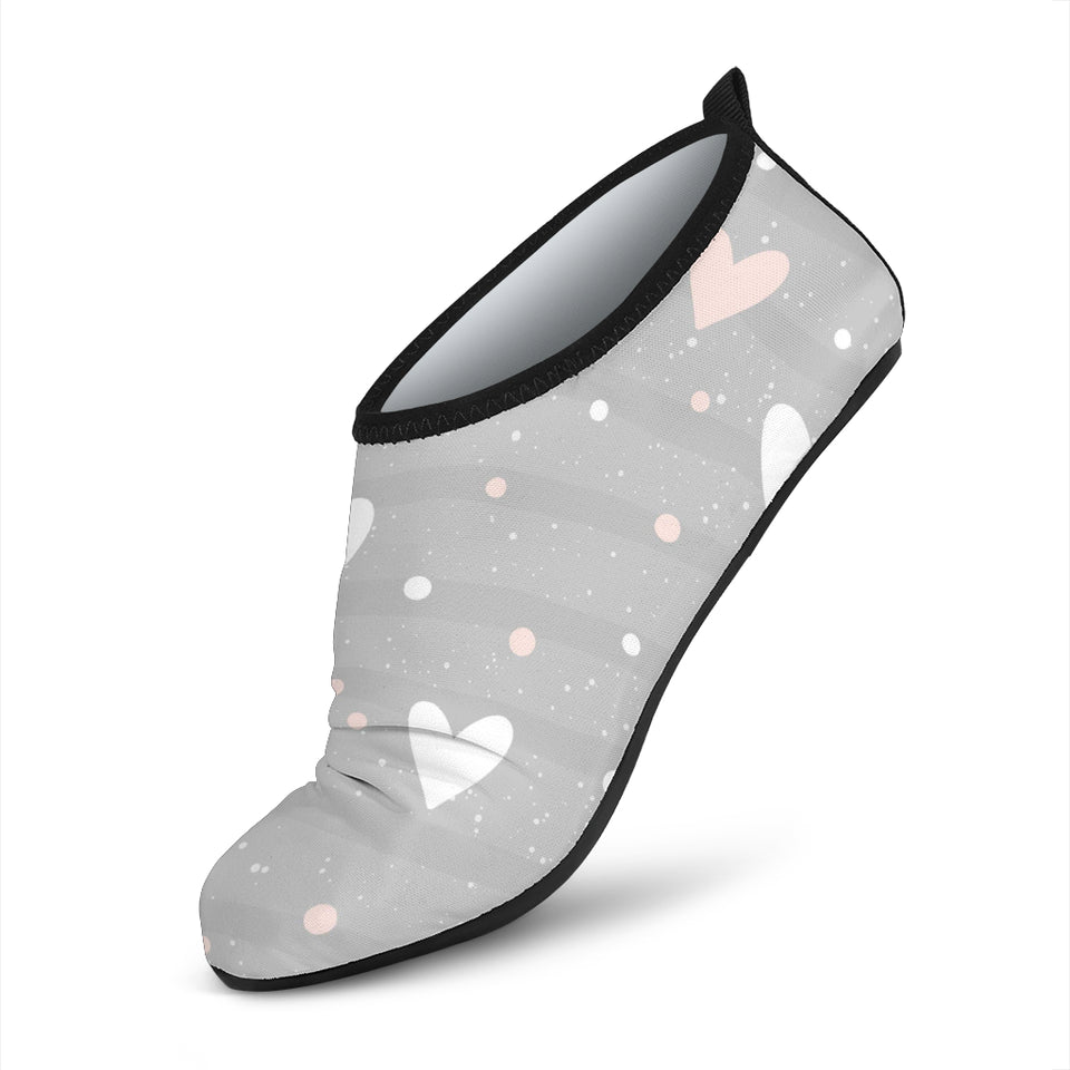 Heart Pattern Gray Background Aqua Shoes