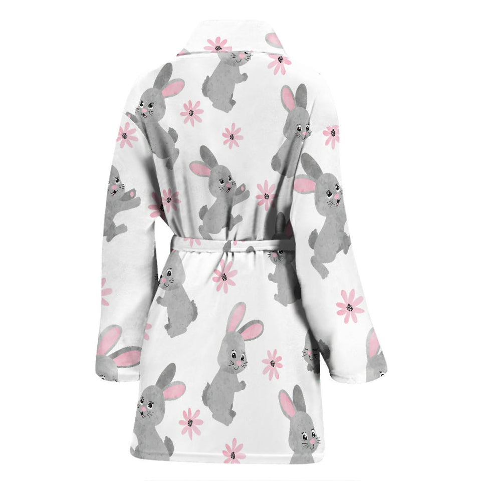 Watercolor Cute Rabbit Pattern Women'S Bathrobe