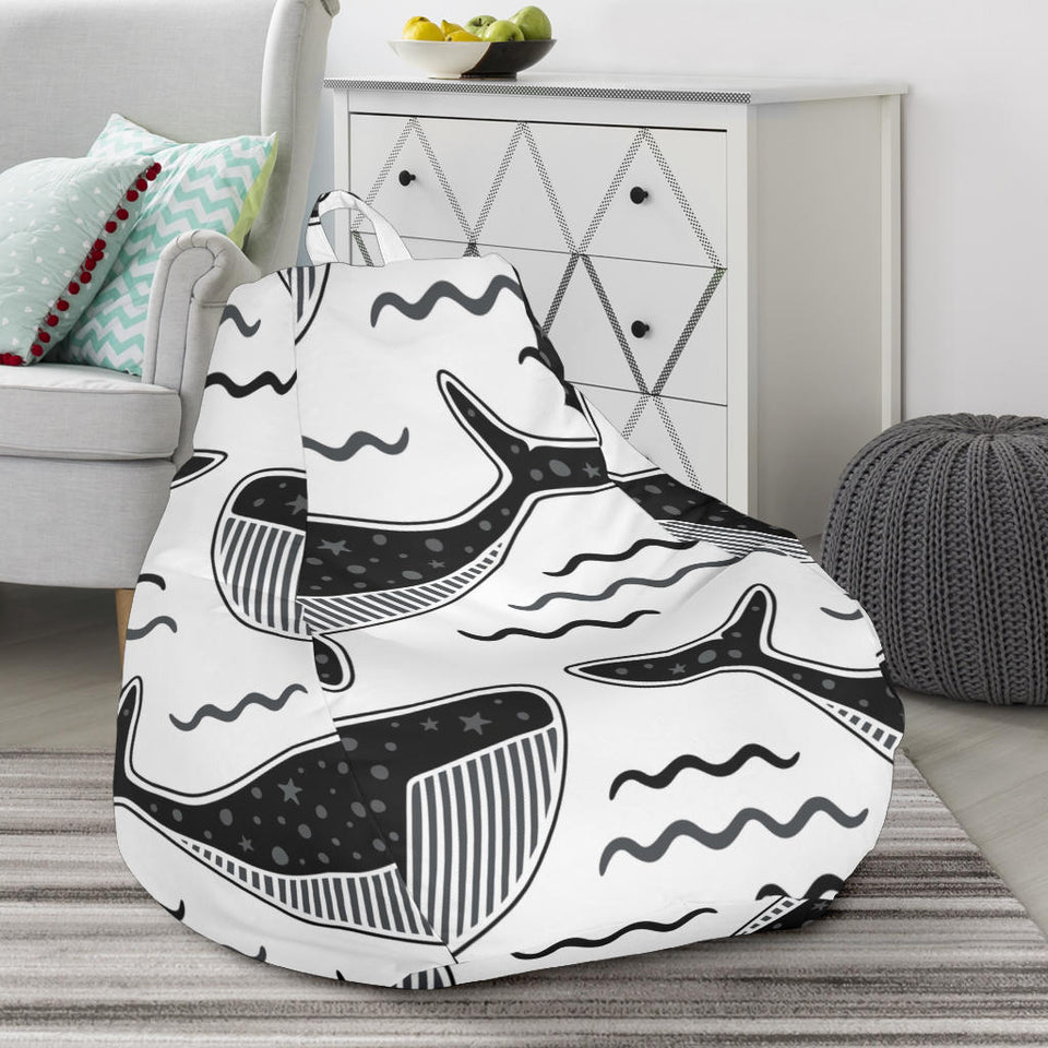 Black Whale Pattern Bean Bag Cover
