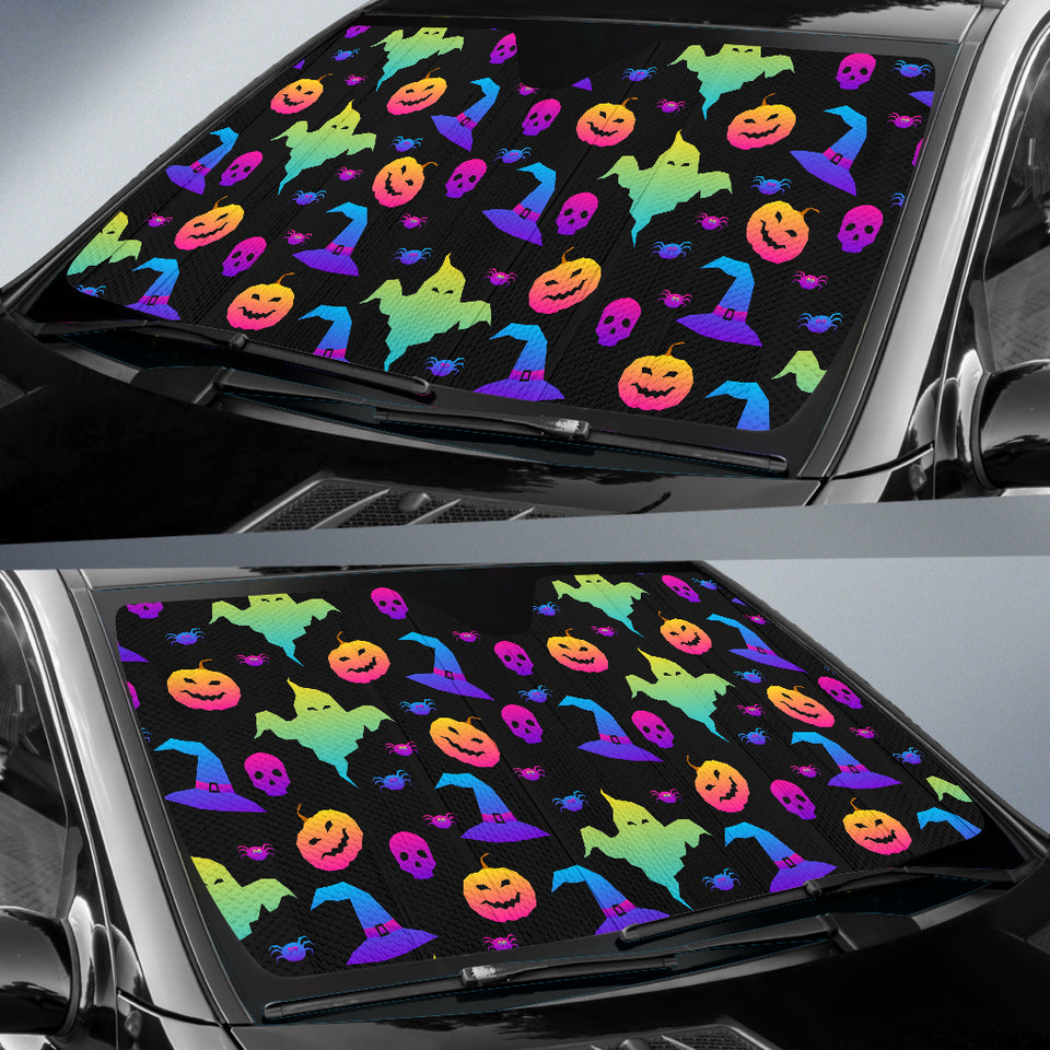 Colorful Halloween Background Car Sun Shade