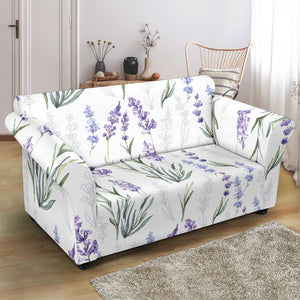 Hand Painting Watercolor Lavender Loveseat Couch Slipcover