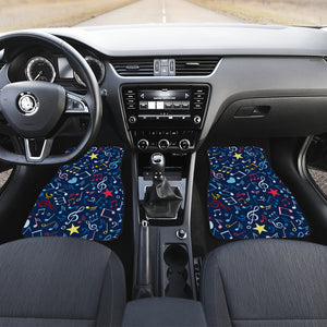 Music Notes Pattern Print Design 03 Front and Back Car Mats