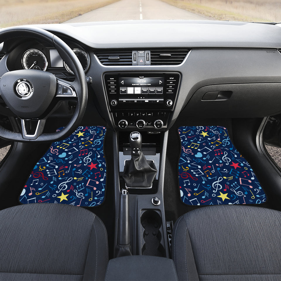 Music Notes Pattern Print Design 03 Front and Back Car Mats