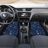 Music Notes Pattern Print Design 03 Front and Back Car Mats