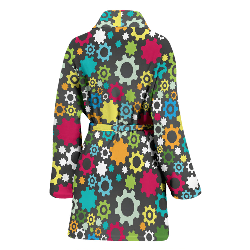 Gear Pattern Print Design 03 Women's Bathrobe