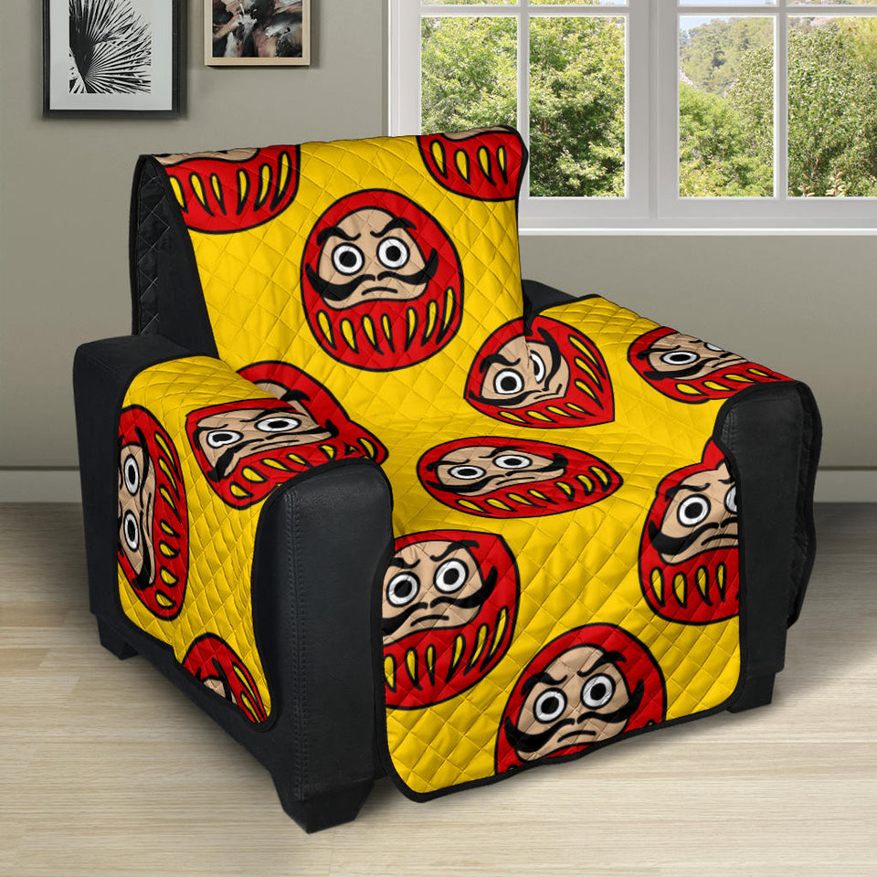 Daruma japanese wooden doll yellow background Recliner Cover Protector