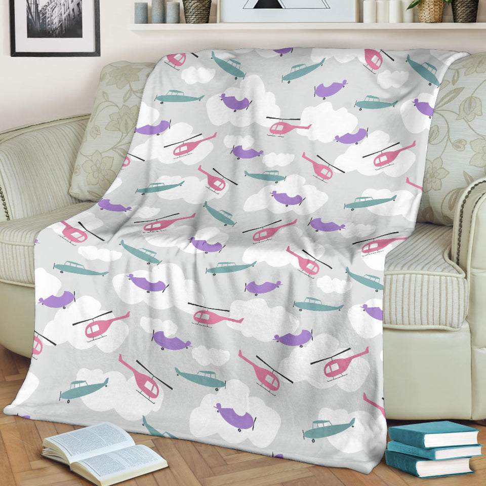 Helicopter Plane Pattern Premium Blanket