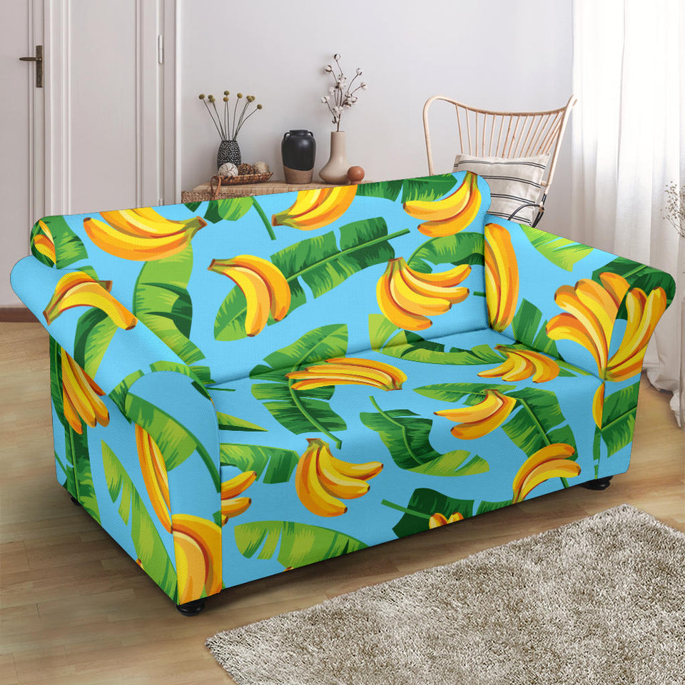 Banana Leaves Banana Design Pattern Loveseat Couch Slipcover