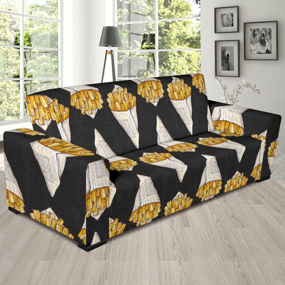 French Fries Dark Background Sofa Slipcover