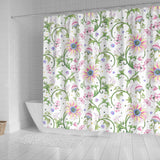 Beautiful Pink Lotus Waterlily Leaves Pattern Shower Curtain Fulfilled In US
