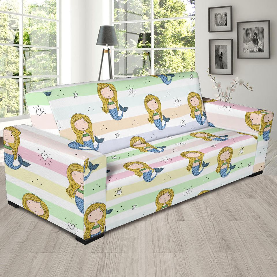 Cute Hand Drawn Mermaid Sofa Slipcover