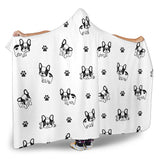 Cute French Bulldog Paw Pattern Hooded Blanket