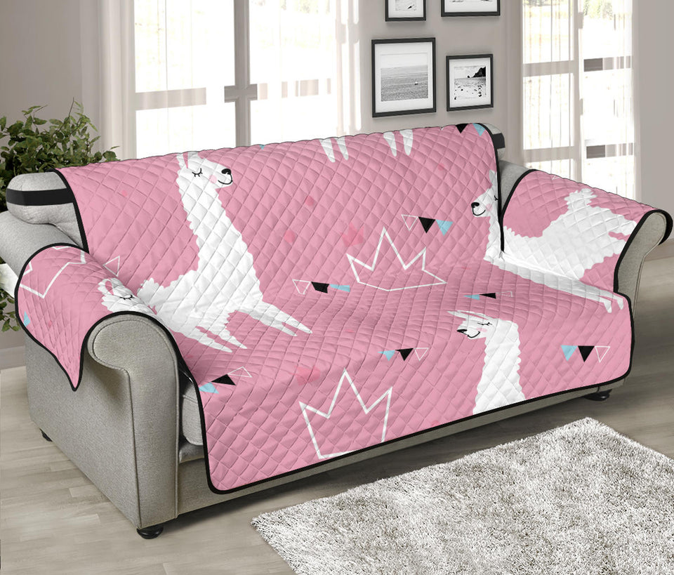 Llama Alpaca pink background Sofa Cover Protector