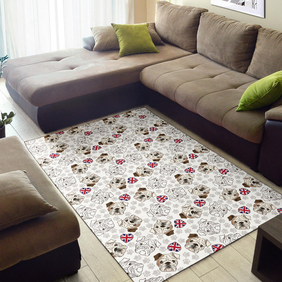 English Bulldog Pattern Print Design 01 Area Rug