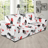 Cool Rooster Chicken Cock Floral Ornament Background Sofa Slipcover