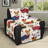 Corgi Christmas Pattern Recliner Cover Protector