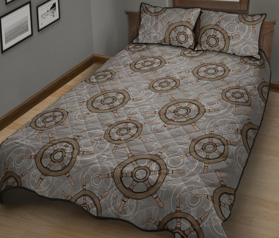 nautical wood steering wheel pattern Quilt Bed Set
