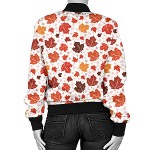 Colorful Maple Leaf Pattern Women'S Bomber Jacket
