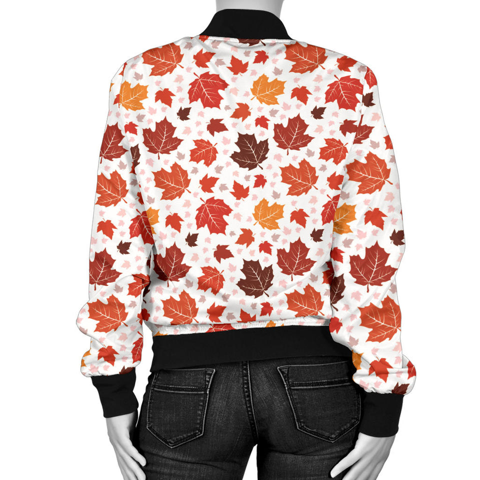 Colorful Maple Leaf Pattern Women'S Bomber Jacket