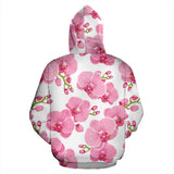 Pink Purple Orchid Pattern Background Men Women Pullover Hoodie