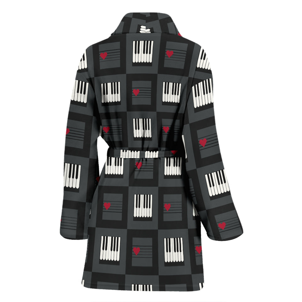 Piano Pattern Print Design 05 Women's Bathrobe