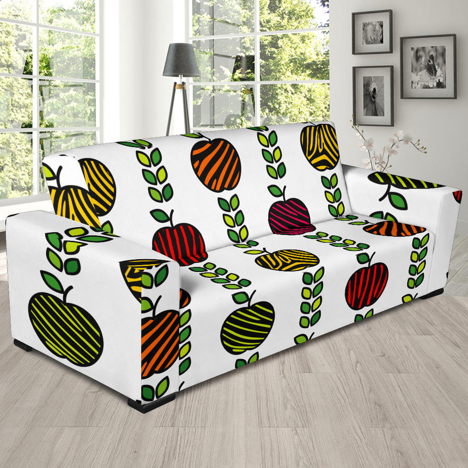 Colorful Apples Leave Zebra Stripe Sofa Slipcover