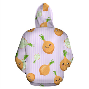 Cute Onions Smiling Faces Purple Background Zip Up Hoodie