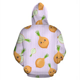 Cute Onions Smiling Faces Purple Background Zip Up Hoodie