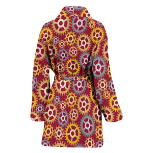 Gear Pattern Print Design 04 Women's Bathrobe