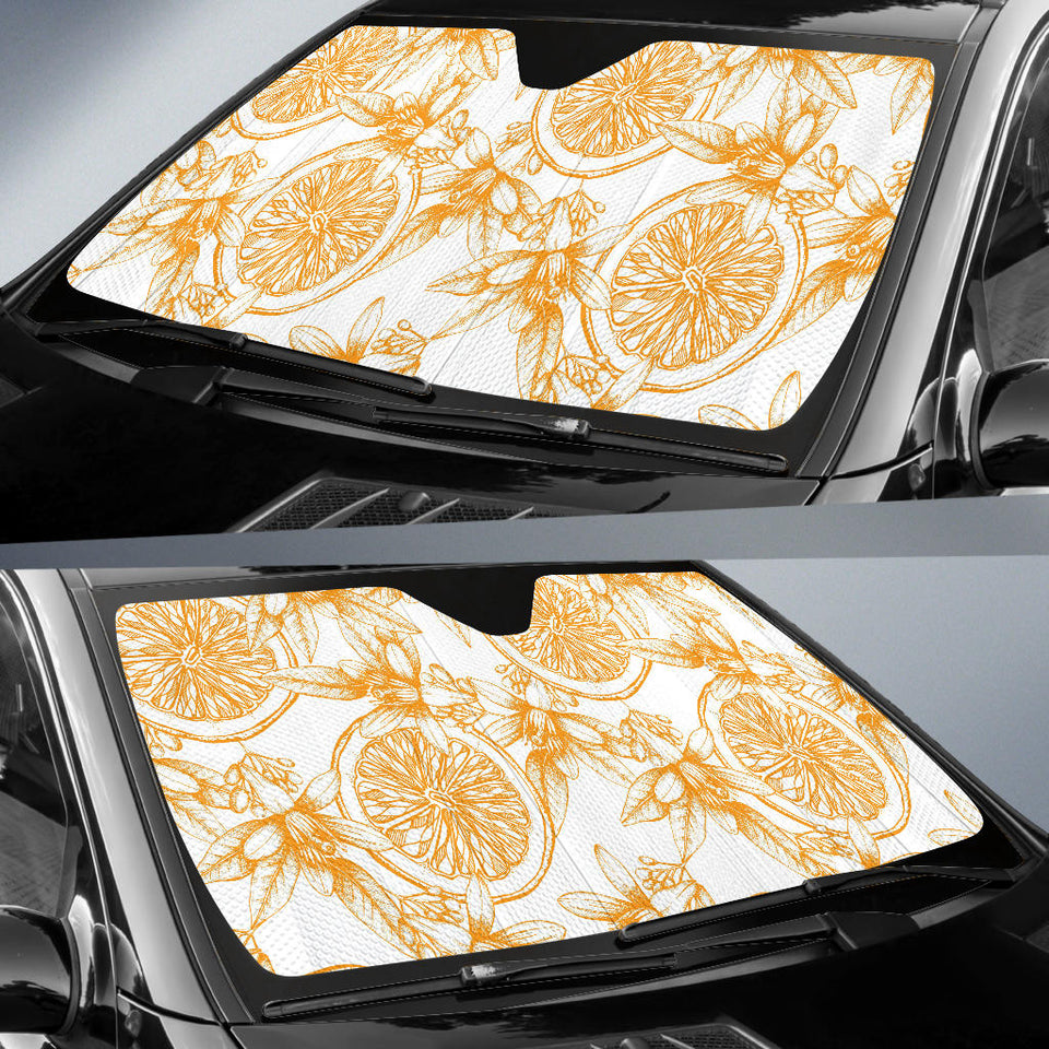 Hand Drawn Orange Fruit Pattern Car Sun Shade