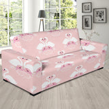 White Swan And Flower Love Pattern Sofa Slipcover