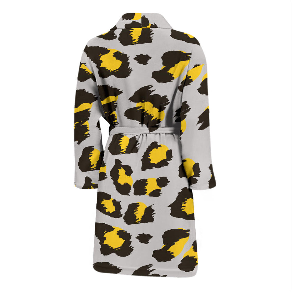 Gray Leopard Print Pattern Men'S Bathrobe