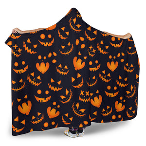 Halloween Pattern Pumpkin Background Hooded Blanket