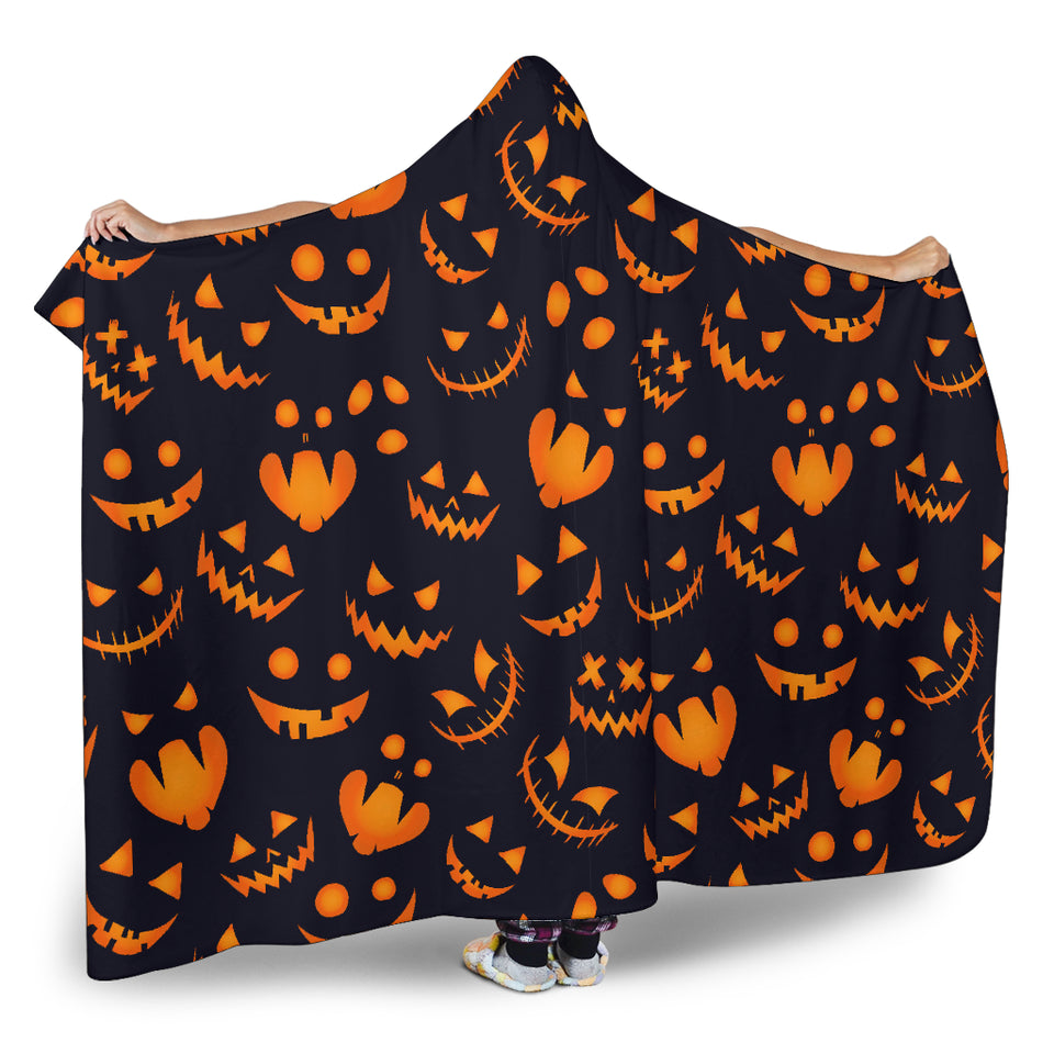Halloween Pattern Pumpkin Background Hooded Blanket