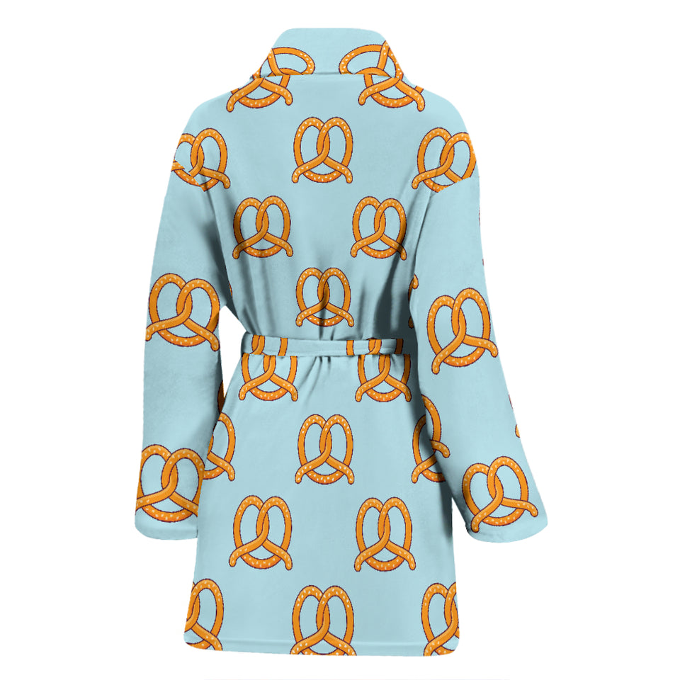 Pretzels Pattern Print Design 03 Women's Bathrobe