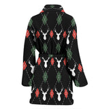 Deer Christmas New Year Pattern Argyle Women'S Bathrobe