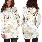 Beautiful Japanese Cranes Pattern Women'S Hoodie Dress