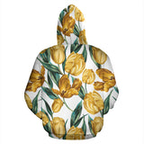 Yellow Tulips Pattern Zip Up Hoodie