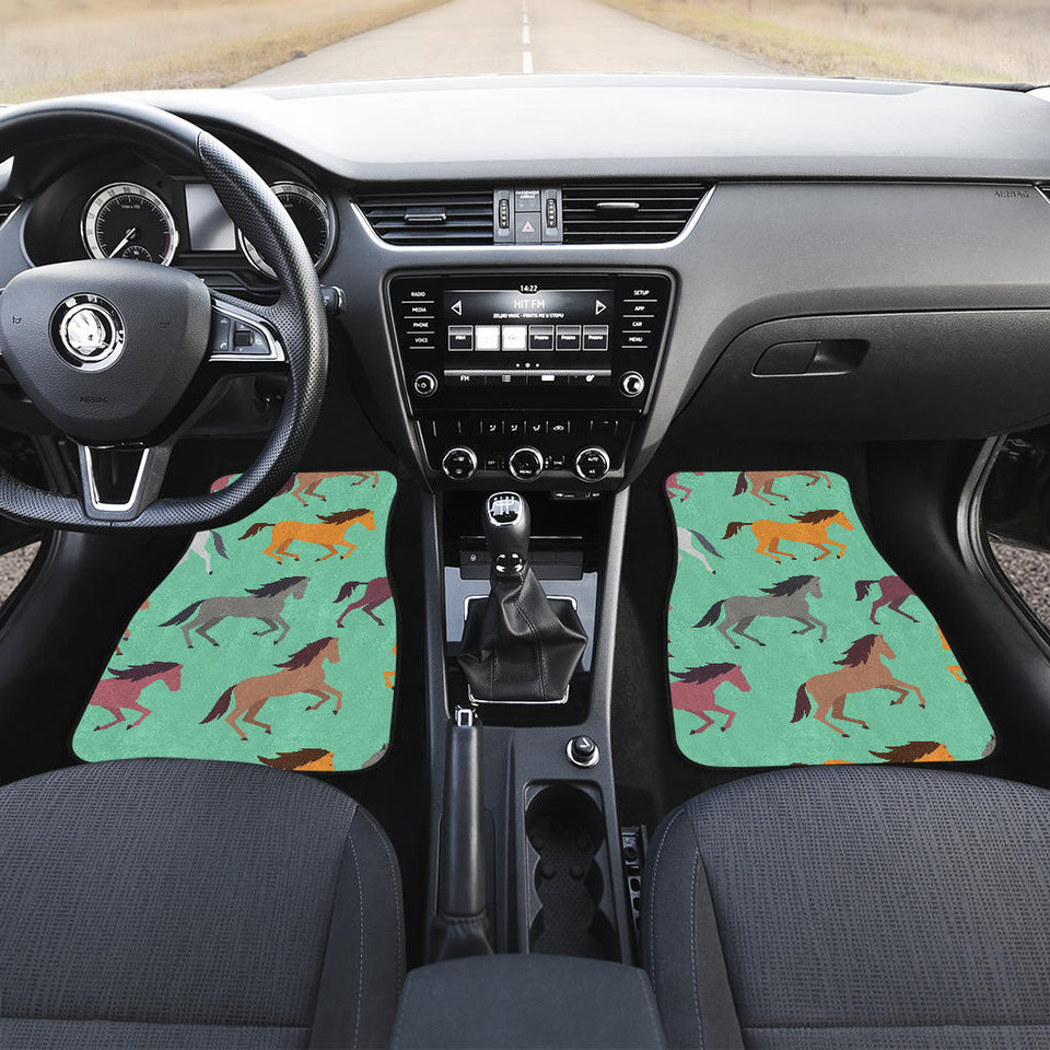 Colorful Horses Pattern Front And Back Car Mats
