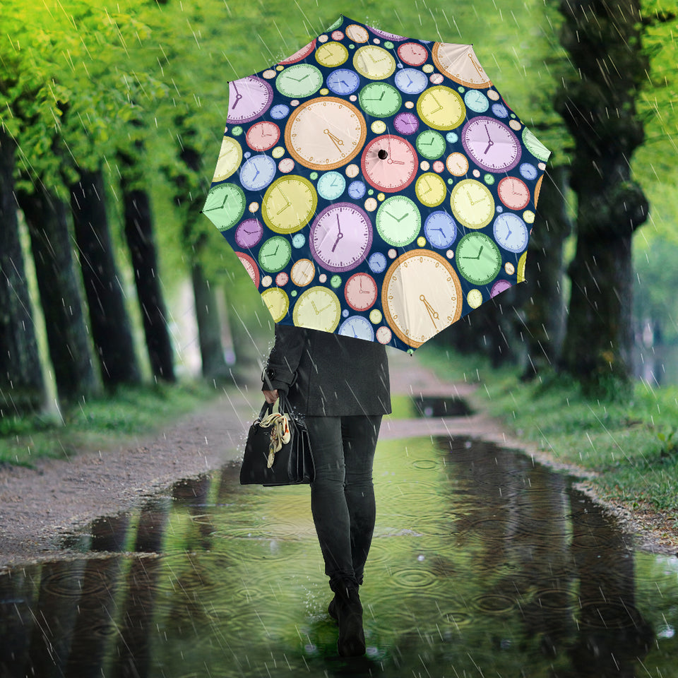 Colorful Clock Background Umbrella