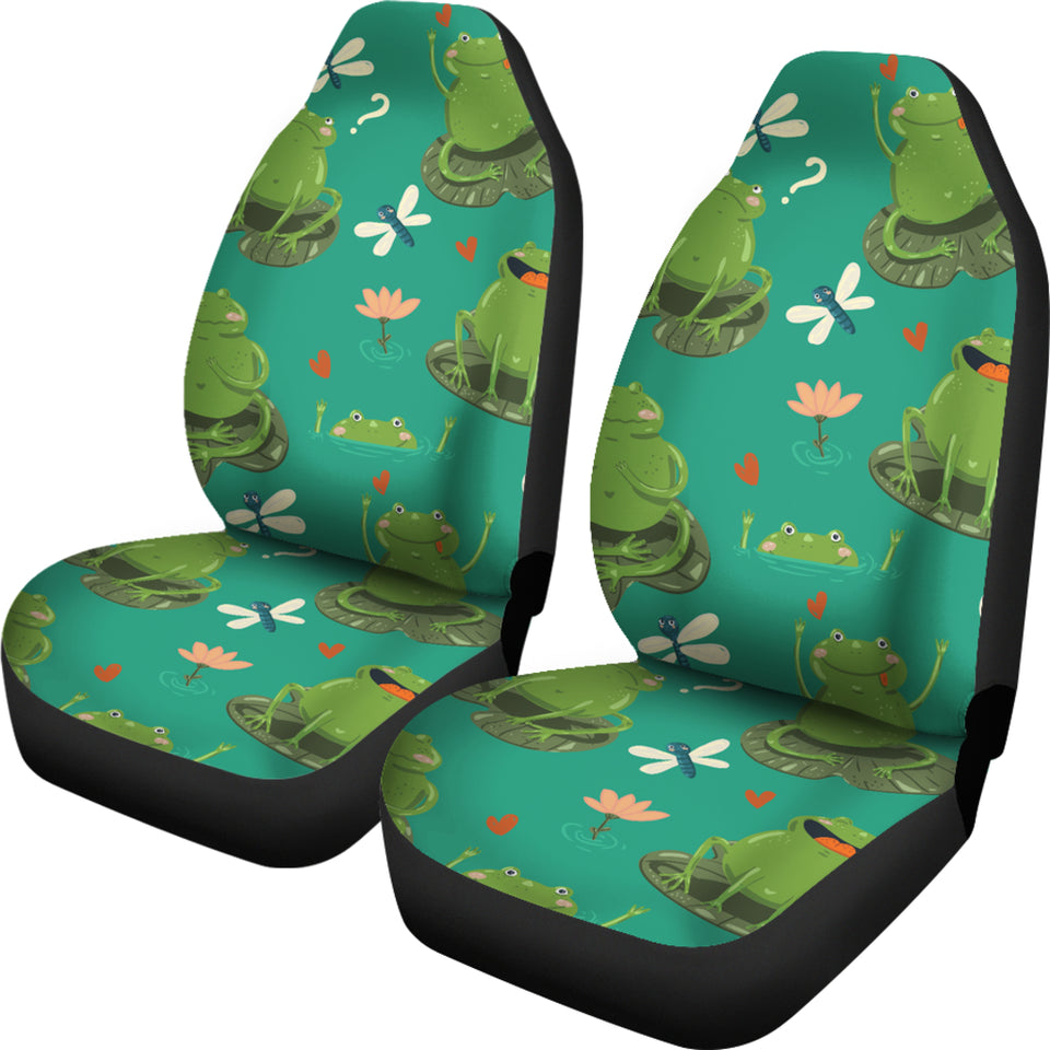 Cute Frog Dragonfly Design Pattern Universal Fit Car Seat Covers