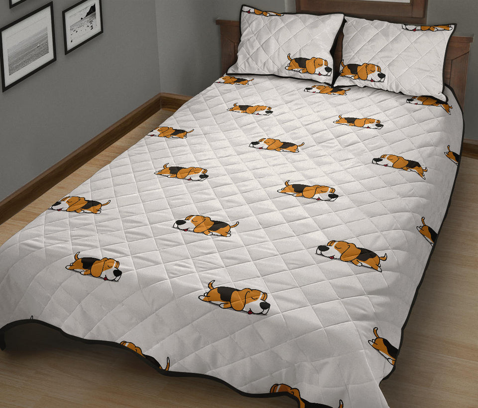 Cute beagle dog sleeping pattern Quilt Bed Set