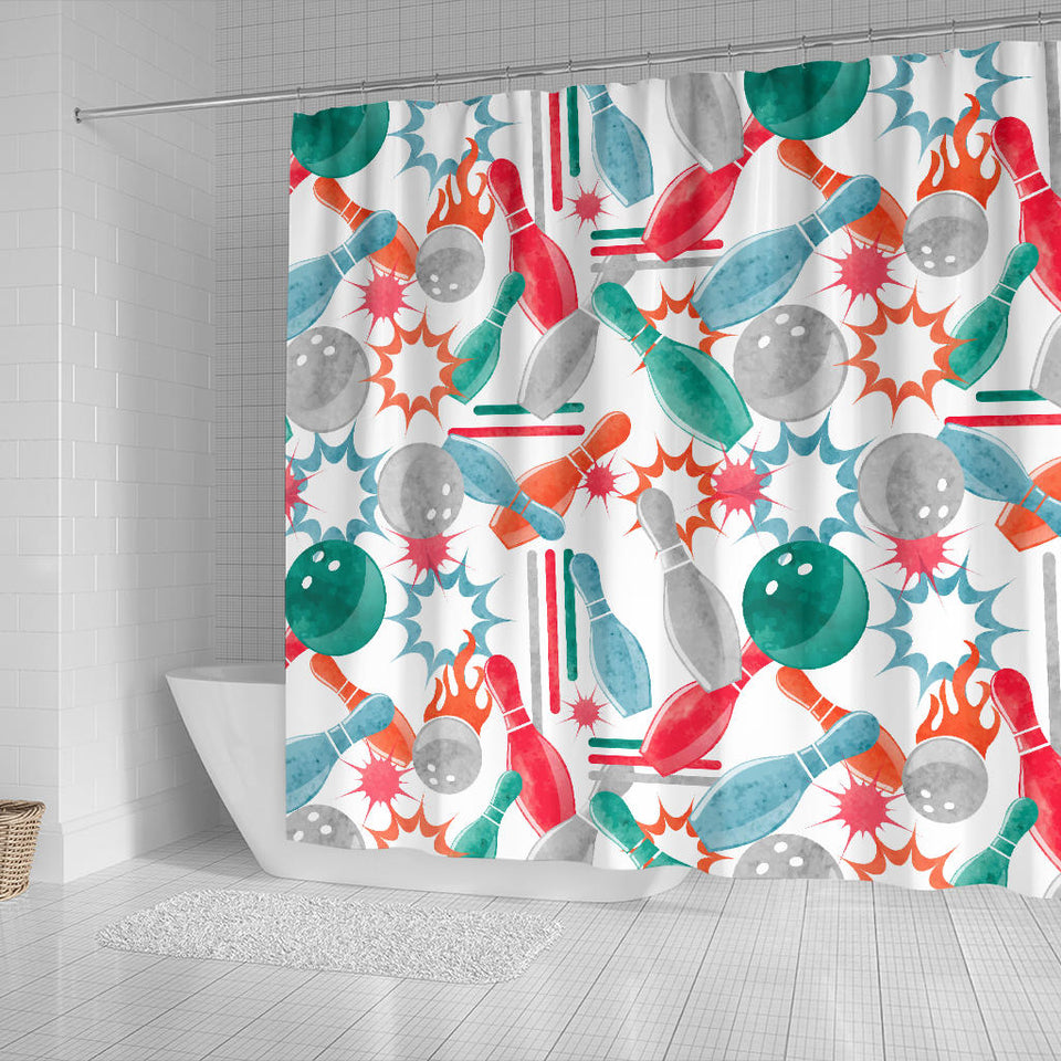 Watercolor Bowling Pattern Shower Curtain Fulfilled In US